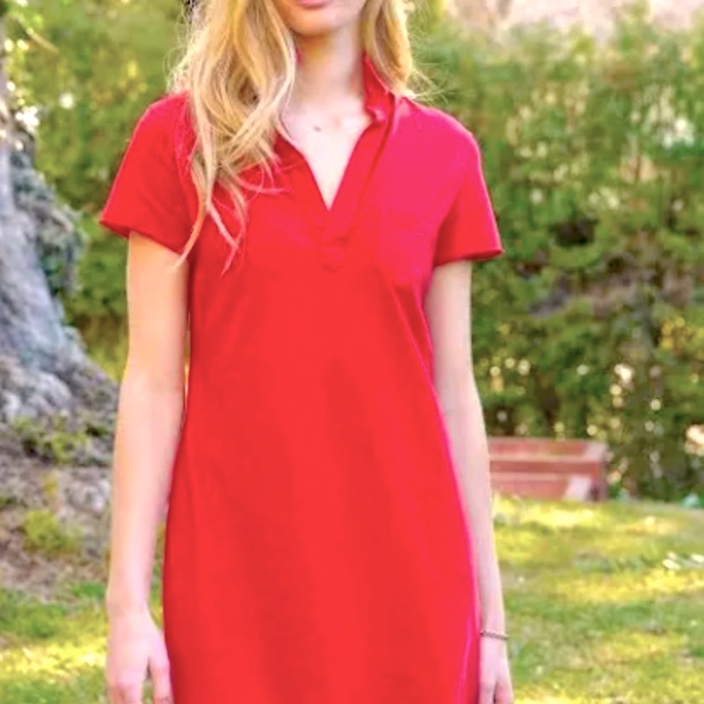 FRANK & EILEEN PERFECT POLO DRESS - DOUBLE DECKER RED Perfect Condition